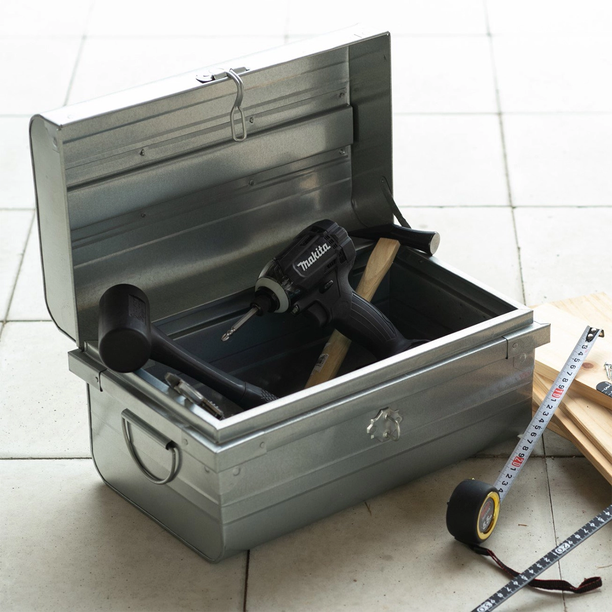 ブリキ トランク キャンプ収納 M