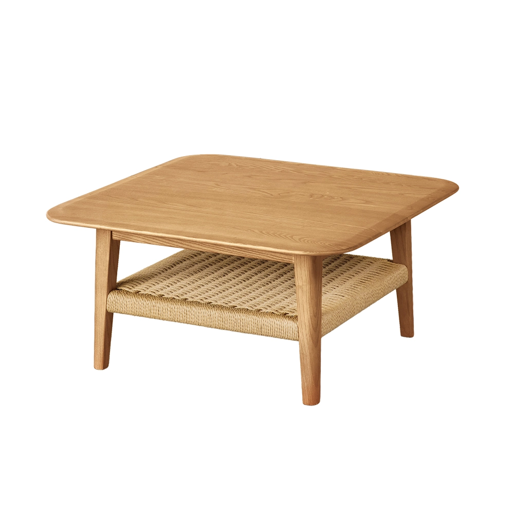 リビングテーブル 75 アッシュ無垢｜ペーパーコード棚付き 木製