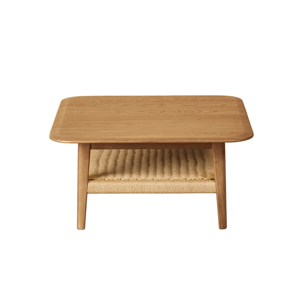 リビングテーブル 75 アッシュ無垢｜ペーパーコード棚付き 木製