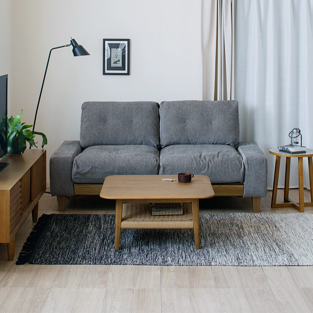 リビングテーブル 75 アッシュ無垢｜ペーパーコード棚付き 木製