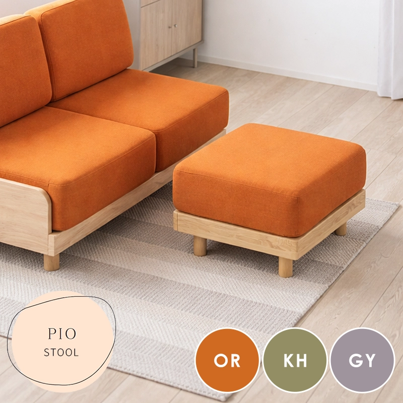 2 点セット ドレッサー & クッションスツール 組立式 しっかり支えて、ゆったり座れる。厚めクッションの木製スツール