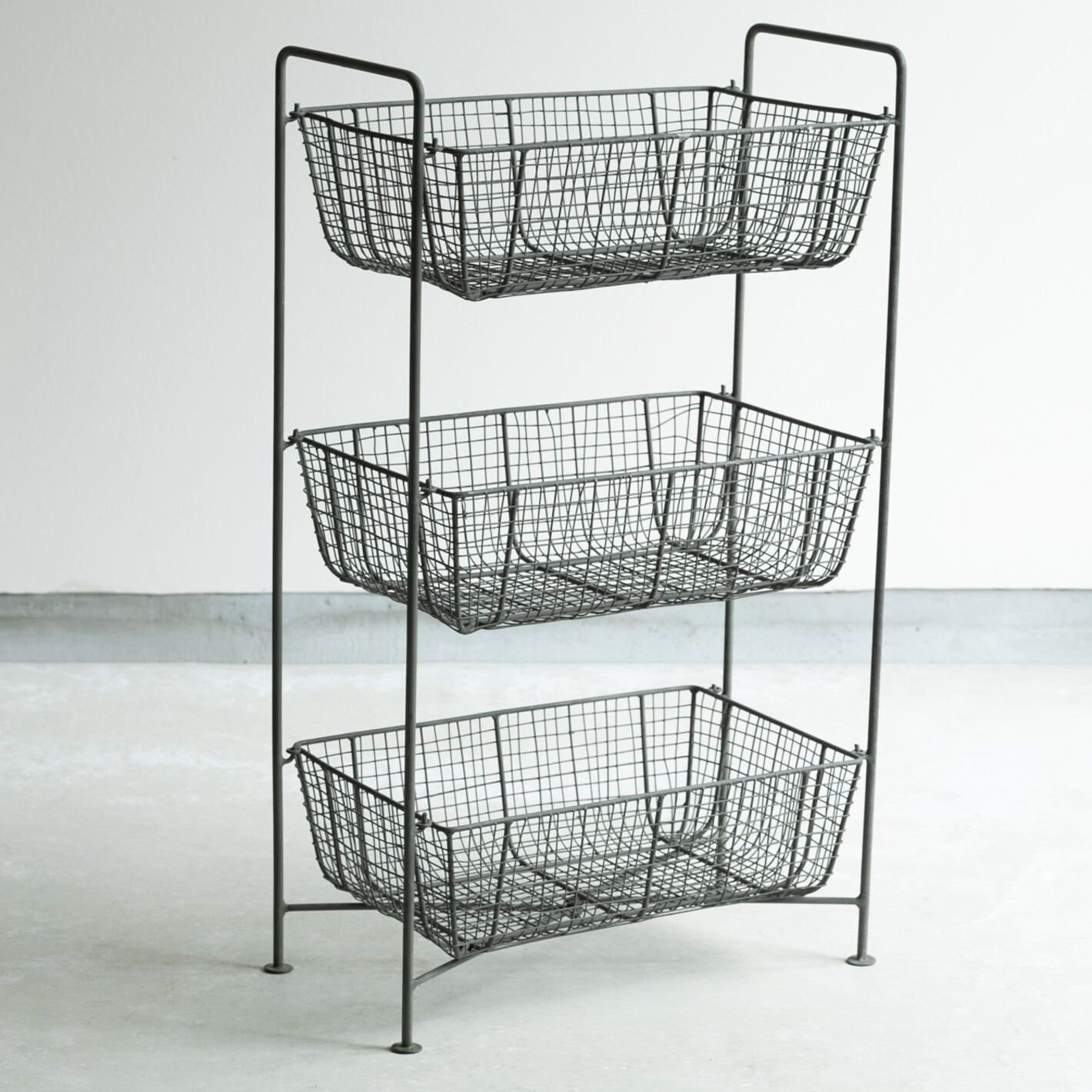 誠実 ゴールドワイヤースクエアバスケット LIVINS | S・Mサイズセット 家具・インテリア