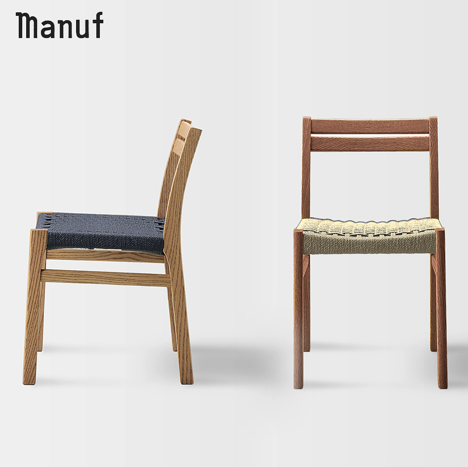 オーク材とペーパーコードのダイニングチェア 肘無し/manuf MC-02