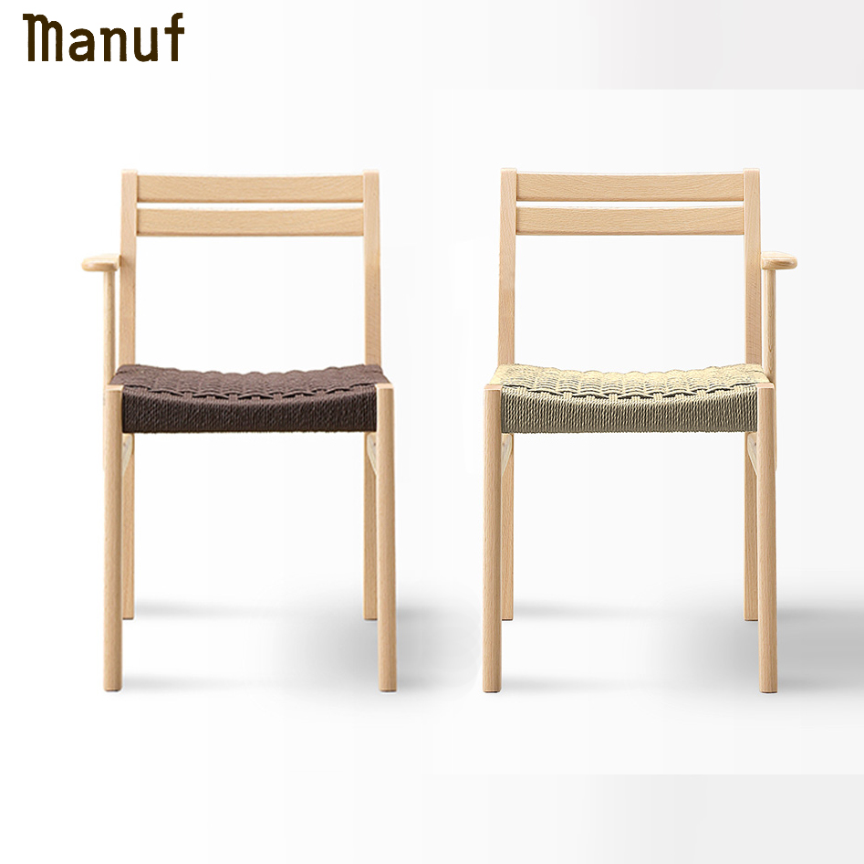 オーク材とペーパーコードのダイニングチェア 片肘/manuf MC-02