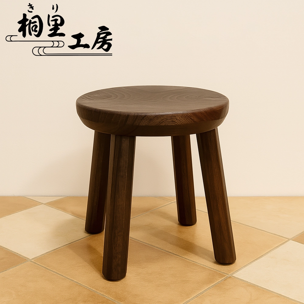 焼桐スツール｜軽くて丈夫な桐の丸椅子｜桐里工房【日本製