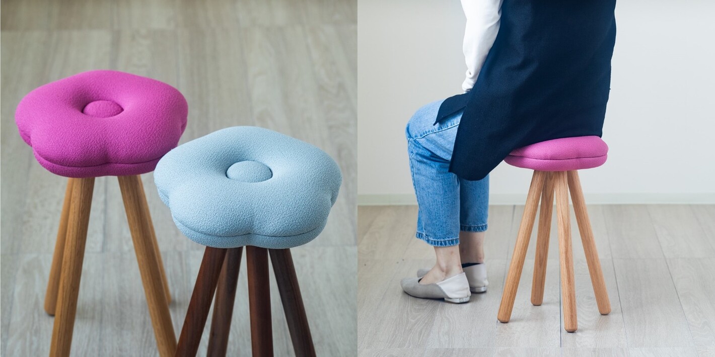 日本古来の花をモチーフにした和風スツール H45cm/モナカスツール kiku